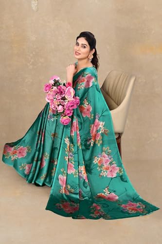 Image of MIRCHI FASHION Women Saree Chiffon Flower Print | Breathable Lightweight Sari for Office and Daily Use with Unstitched Blouse Piece (Available in 30 Styles)