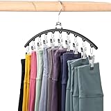 Hendiy Legging Organizer for Closet, Metal Yoga Pants Hangers 1 Pack w/10 Clips Holds 10 Leggings, Space Saving Hanging Closet Organizer w/Rubber Coated Organizers and Storage, Black