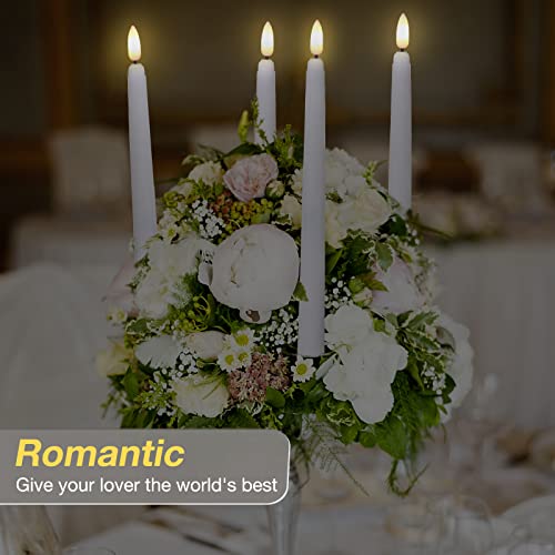 Image of Tuanse 20 Pcs Flickering Flameless Taper Candles Bulk LED Battery Operated Realistic Flame Effect with Remote & Timer Safe No Fire Wax Drip Candles for Wedding Church Home Decor (10.83 inch,White)