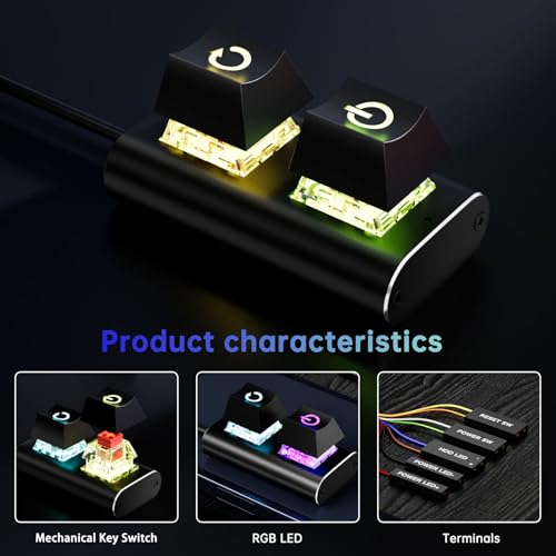 Interruptor de alimentación externo para PC de escritorio con luces LED y cable de 2M 6