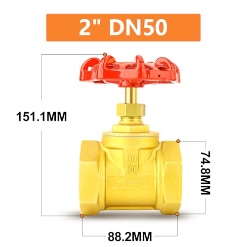 Válvula de compuerta de latón DN50 2 pulgadas con mango de rueda GASHER 3