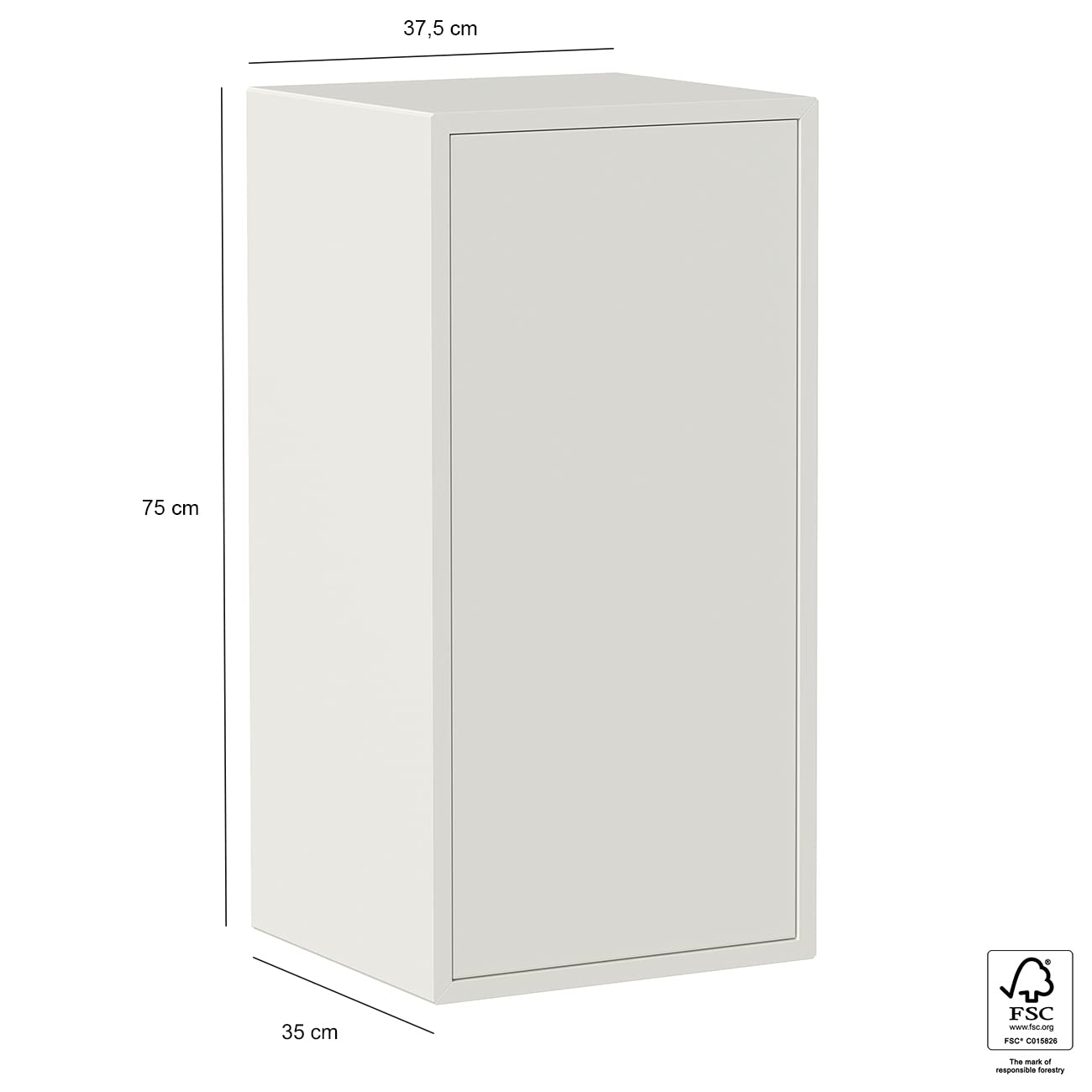 Iconico Home QBE Cubo da parete, 1 ripiano, con anta apertura a pressione, Ingresso, Soggiorno, Camera da letto, Cameretta ragazzi, Studio, 37,5x35xh75 cm, Bianco