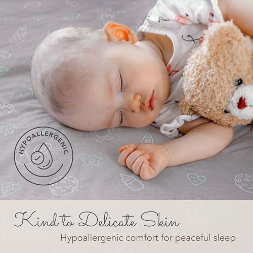 Image of 100% Organic Cotton Bassinet Sheets for Guava Lotus Bassinet, 2 Pack - Breathable Soft Fitted Bassinet Sheets for Baby & Newborn, Unisex (Day and Night)