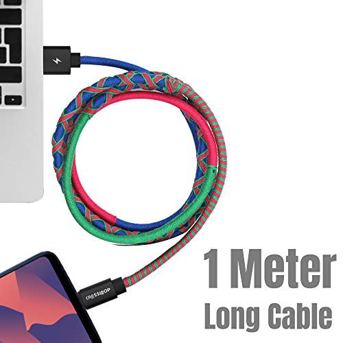 Image of Crossloop PowerPro Designer USB A to Micro USB Charging Cable, 1 Meter (Blue,Green & Pink)