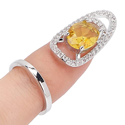 Ymiko Fingernail Opening Ring, Women Finger Nail Ring Rhinestone Fingernail Ring Decoration Adjustable Creative Nail Shaped Rings For Women Lady Girls(Yellow) #TOP6