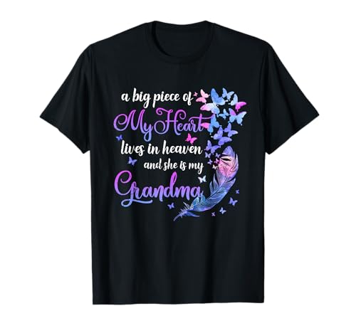 My Grandma Lives In Heaven Memorial Quotes Grandchild T-Shirt