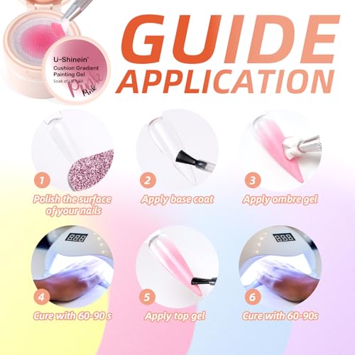 Cushion Gradient Painting Gel Black&White Ombre Uñas miniatura 5