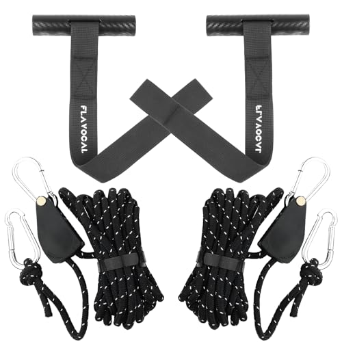 2 Pcs Quick Hood Loop Tie Down Anchor Straps & 2 Pcs Heavy Duty Ratchets,Adjustable Pulley Rope Hanger with Reinforced Metal Gear,Quick Hood Loop Anchor Straps for Car,Kayak,Truck,Canoe