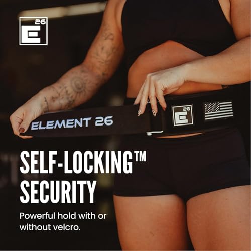 Image of Element 26 Self-Locking Weight Lifting Belt, Premium Weightlifting Belt for Serious Functional Fitness, Power Lifting, Training Belts Men and Women (Extra Large, Black Custom Patch) (BLT-BLK-CP-US)