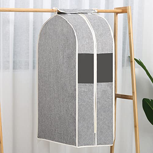 Housse Vetements à Suspendre, Housses Vêtements Penderie avec Fenêtre Transparente et Zip, Housse Manteau Anti Poussière Respirant Rangement Chemise Costumes Manteaux Robe Longue 90x60x28cm Gris Cover