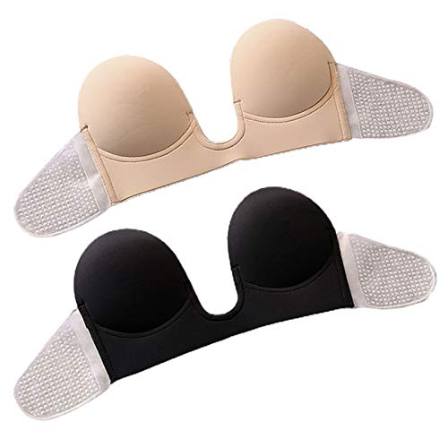 HELYZQ Sutiã adesivo adesivo de silicone sem alças push up profundo U para seios