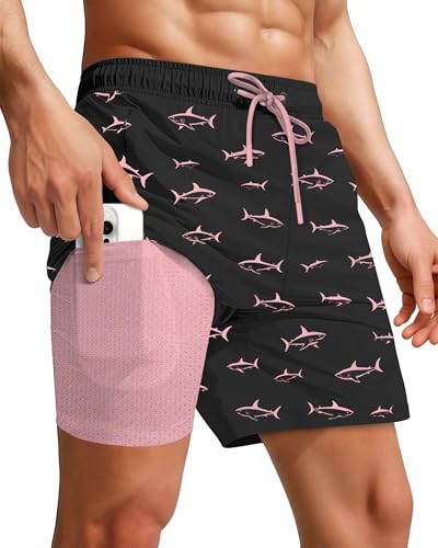 7 Inch Men Swim Trunks Compression Liner Quick Dry Swimwear