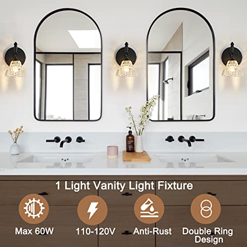 Image of Modern Bathroom Vanity Lights - Matte Black Wall Sconces with Over-Mirror Light Fixture for Bathroom, Powder Room
