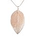 Edtoy Leaves Long Necklace Leaf Sweater Chain Pendant Fashion Accessories (Rose Gold)