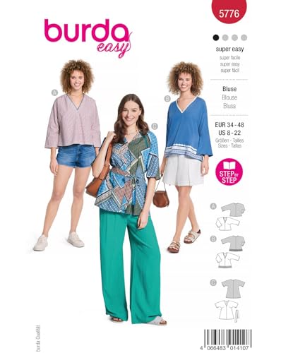 Burda Schnittmuster, 5776, Bluse [Damen, Gr. 34-48], Level 1 super easy