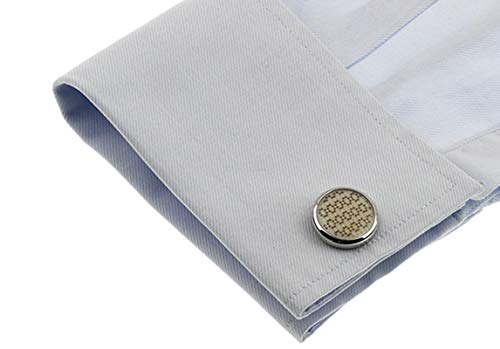Mancuernillas Daesar Vintage para Hombre Redondas Plata miniatura 3