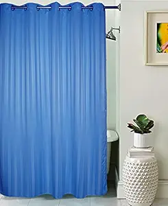 Lushomes Shower Curtain, Striped Blue Bathroom Curtains, Polyester Waterproof 6x6.5 ft with Metal 10 Eyelets, Non-PVC, Non-Plastic, for Washroom, Balcony for Rain(Size: 6 ft W x 6.5 Ft H, Pk of 1)