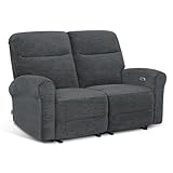 MCombo 64.6" Wall Hugger Power Loveseat Recliner Sofa with USB Ports, Reclining Loveseat for Small Spaces Living Room RV (Dark Grey, Loveseat)