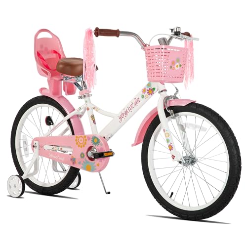 Image of JOYSTAR Little Daisy Kids Bike for Girls Boys Ages 2-10 Years, 12 14 16 20 Inch Girls Bikes with Doll Bike Seat & Streamers, Boys Bike with Flag & Number Plate, Multiple Colors