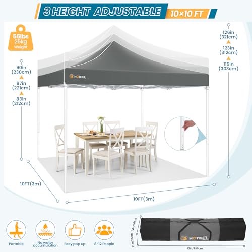 Image of Hoteel 10x10 Pop Up Canopy Tent, Heavy Duty with Durable Frame, 4 Sidewalls