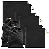 Toy Storage Bags, 6 Pcs Quality Satin Silk Drawstring Pouch Adjustable Microfiber Toy Organizer Bags Gift Bag Foldable Ditty Bag for Women Men Toys Underwear Sunglasses Cosmetic, 3 Sizes (Black)