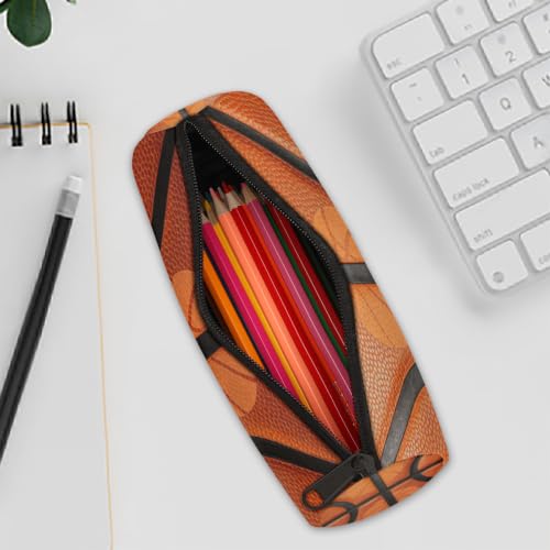 Image of Sport Ball Basketball Pencil Case Basketball Texture Pencil Pouch for School Teen Girl Boy Kids Pencil Bag Pen Case Office Student Stationery Pouch Storage Cosmetic Makeup Bag Women