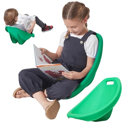 Floor Chair for Kids, 1 Pack Green Sensory Rocking Chair, Portable Reading Chair with Back Support, Plastic Scoop Chairs for Classroom, Flexible Seating for Classroom, Scoop Rocker Chair for Toddler