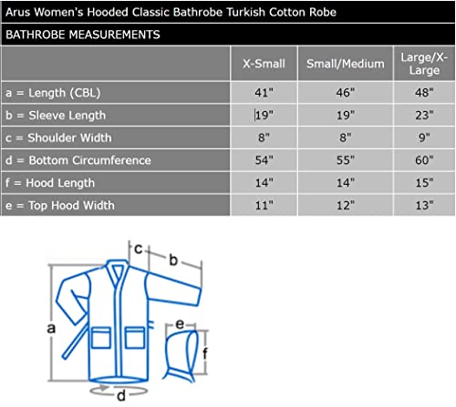 Arus Women's Hooded Classic Bathrobe Turkish Cotton Robe, Large-X-Large, White #TOP5
