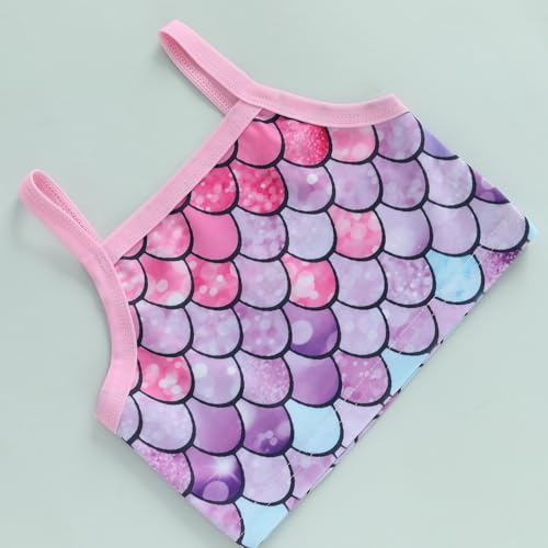 Kids Little Girl Swimsuits Swimwear Summer Mermaid Camisole+Elastic Ruffles Shorts+Cover up Set Bathing Suits4