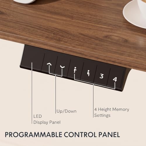 Image of SE1 / Flexi Spot EN1 Electric Height Adjustable Desk | 2 Year Warranty | 4 Memory Pre-Set | Adjustable Length (White-Walnut, 160x75CM)