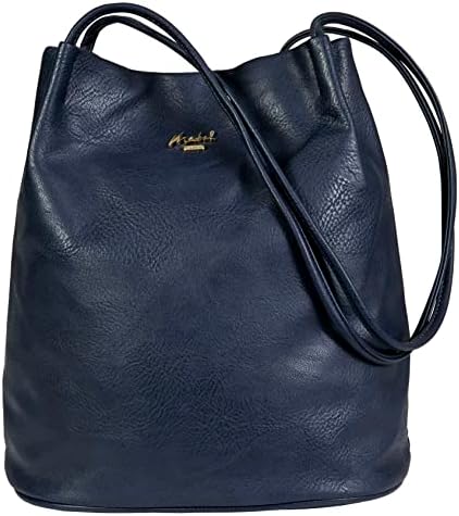 Mabel London Women's Fashion Designer Medium Size Plain Soft Vegan Leather Hobo Bucket Tote Shoulder Bag - Delilah