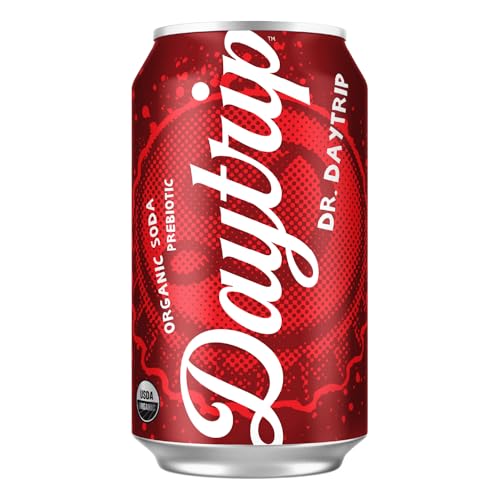 Daytrip Organic Sparkling Prebiotic Soda, Low Sugar Soda and Low Calorie Healthy Soda Alternative, Prebiotic Drink for Gut Health Drink and Digestion, Refreshing Functional Beverage with Plant-Based Fiber, 12-Pack - Grapefruit