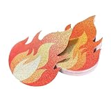 60 Stück Glitzer Flammen Dekoration, 12x8,5cm Papier Doppelte Größe Feuer-Ausschnitte für Pinnwände für Feuerwehr- Feuer- LKW-Themen Klassenzimmerdekoration & Kreatives Basteln (Glitzer-Stil)