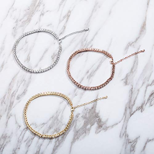 TOPGRILLZ Tennis Ankle Bracelet Gold Anklet Adjustable with Extension 14K Gold Plated Iced out Diamond 3-6mm Fashion Stylish Foot Jewelry for Women3