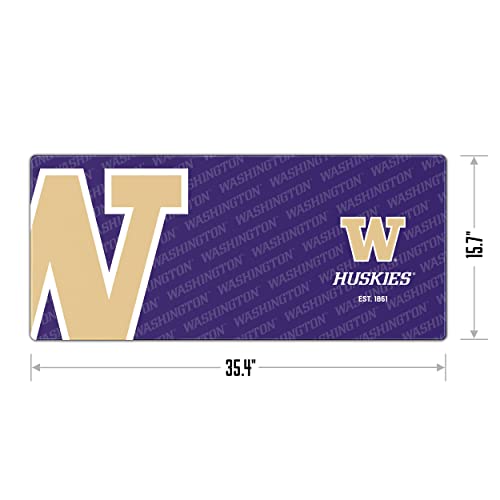 Image of YouTheFan NCAA Washington Huskies Logo Series Desk Pad | Water And Stain Resistant, Heavy-Duty Non-Slip Rubber Backing, Stitched Edge, Fits Under Mouse, Computer And Keyboard