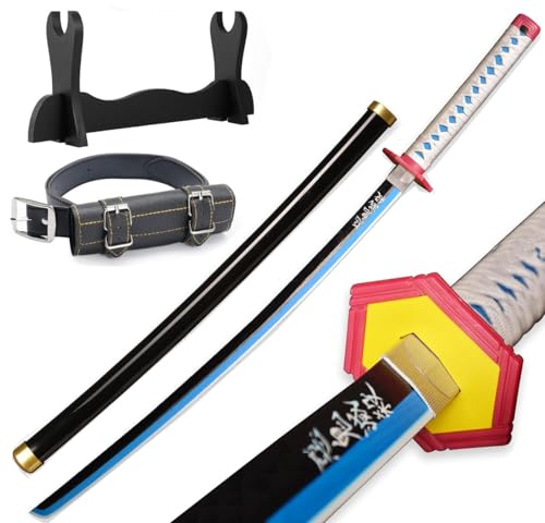 Udekit Anime Ninja Espada de Bambú Katana Guerrero Arma–40pulgadas(104 cm),con Cinturón y Soporte,para Halloween Fiesta Temática Carnaval Fiesta de Disfraces Cosplay