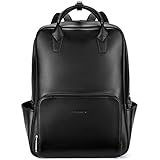 BOSTANTEN Laptop Backpack for Women 15.6 inch Computer Genuine Leather Backpack Purses College Travel Daypack Large Satchel Black