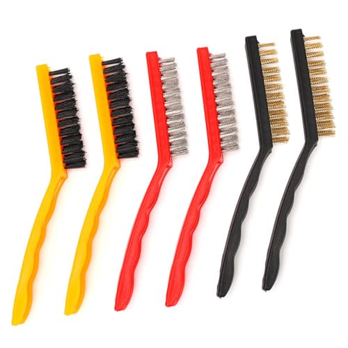 6 Piezas Cepillos de Alambre, Juego de Cepillos de Alambre, Cepillos de Limpieza de Acero Inoxidable, Latón, Nailon, Para Limpiar Escoria de Soldadura, Suciedad Grasa, Óxido y Polvo