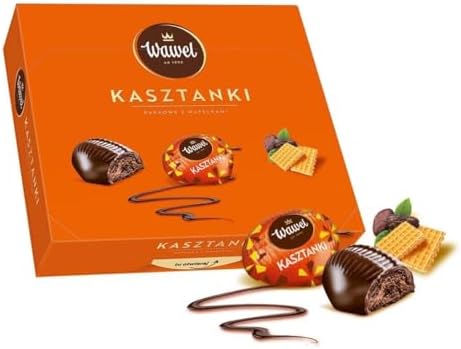 Wawel Kasztanki Kakaowe z Wafelkami Chocolate Filled Cocoa Fudge with Wafer Bits 330g/11.64oz Box