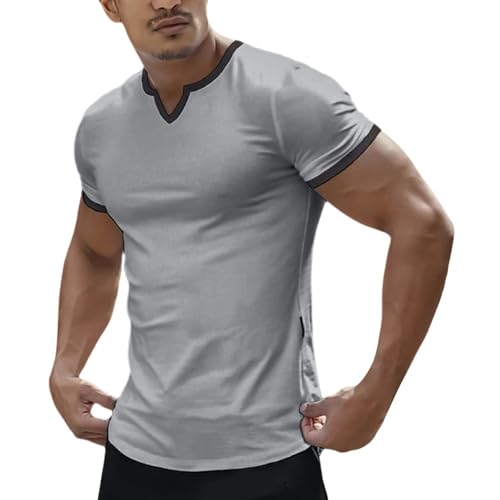 T-shirt col en V homme respirant manches courtes mode minimaliste