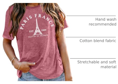 Image of Paris France Shirt Women Eiffel Tower T Shirt Travel in France Tshirts Vacation Tees Paris Tops
