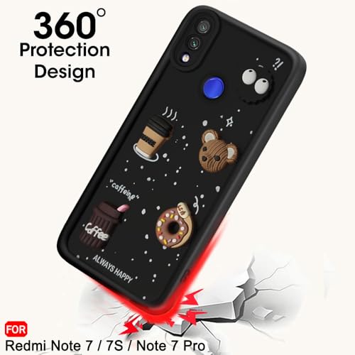 Image of TheGiftKart Back Cover Case for Redmi Note 7 / 7S / Note 7 Pro | Cute Fun Cartoon 3D Bear Coffee Case | Full Camera Protection | Shockproof Back Cover for Redmi Note 7 /7S /Note 7 Pro (Silicone, Black)