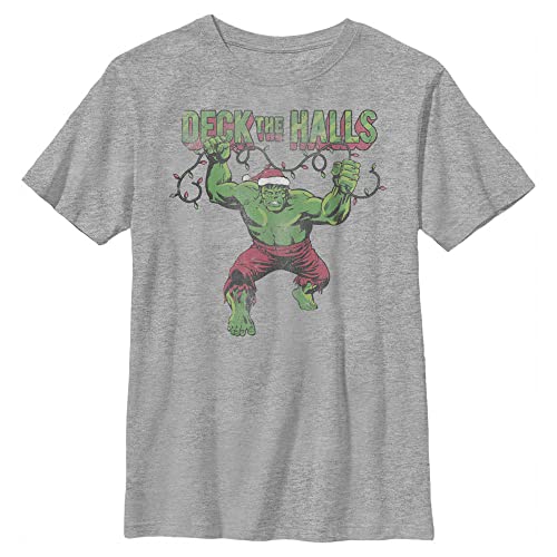 T-shirt Hulk Marvel Noël pour garçon en coton gris chiné taille S