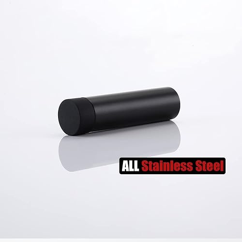 Miniatura 3 de JQK Tope de puerta, 2-78 pulgadas, acero inoxidable 304, amortiguador de sonido, tope de puerta, parachoques de pared, paquete de 8, negro mate,