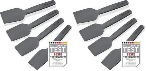Fackelmann Statement Spachtel für Raclette 4er Set – Schaber mit ergonomischem Griff und Daumenmulde – Raclett-Schieber im praktischen 4 Stk Bundle – ca. 15,5 x 4 x 1 cm, Grau (Packung mit 2)