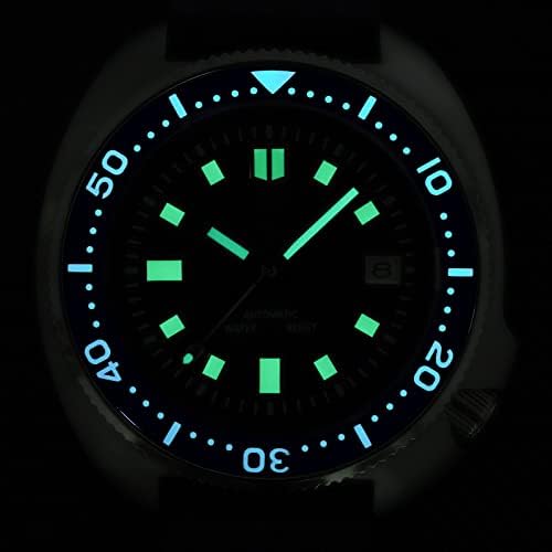 Steeldive Men's Watch Automatic 1970 SD1970 Watch NH35 Movement 200M Diving Watch, Black, Black Rubber uff0d1, diver watch