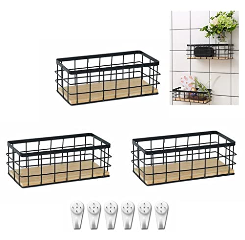 Cratone Metall Grid Aufbewahrungskorb Dekokörbe Schwarz Allzweckkorb mit Griffen Drahtkorb für Lagerung Ablagekorb (Schwarz-3 Stück) Cover