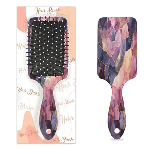 Cepillo para desenredar el cabello para mujeres y hombres, cepillo flexible de cerdas suaves (mármol con venas brillantinas)