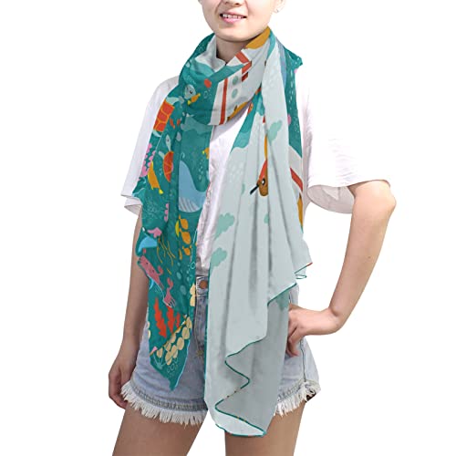Women Long Silk Scarf, Satin Shawl Chiffon Large Stole Headscarf Sunscreen Wrap3