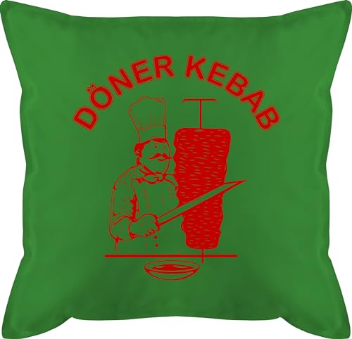 Kissen 50x50 - Karneval & Fasching - Original Döner Kebab Logo I Döner Kebap I Döner Geschenke - 50 x 50 cm - Grün - karnevalskissen fasching- doner pillow karnevals carnevale doener faschings